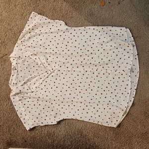 Pleione Nordstrom Short Sleeve V-Neck Blouse White Red Large